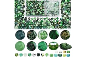 RIRED 27 Glass Beads Jewelry Making Kit, Fresh Green Color-900pcs Include 8mm Assorted Beads, 4mm Bicone Crystal Beads, 2-4mm Spacer Seed Beads for DIY Bracelet, Earring Necklace Pendants Making Supplies