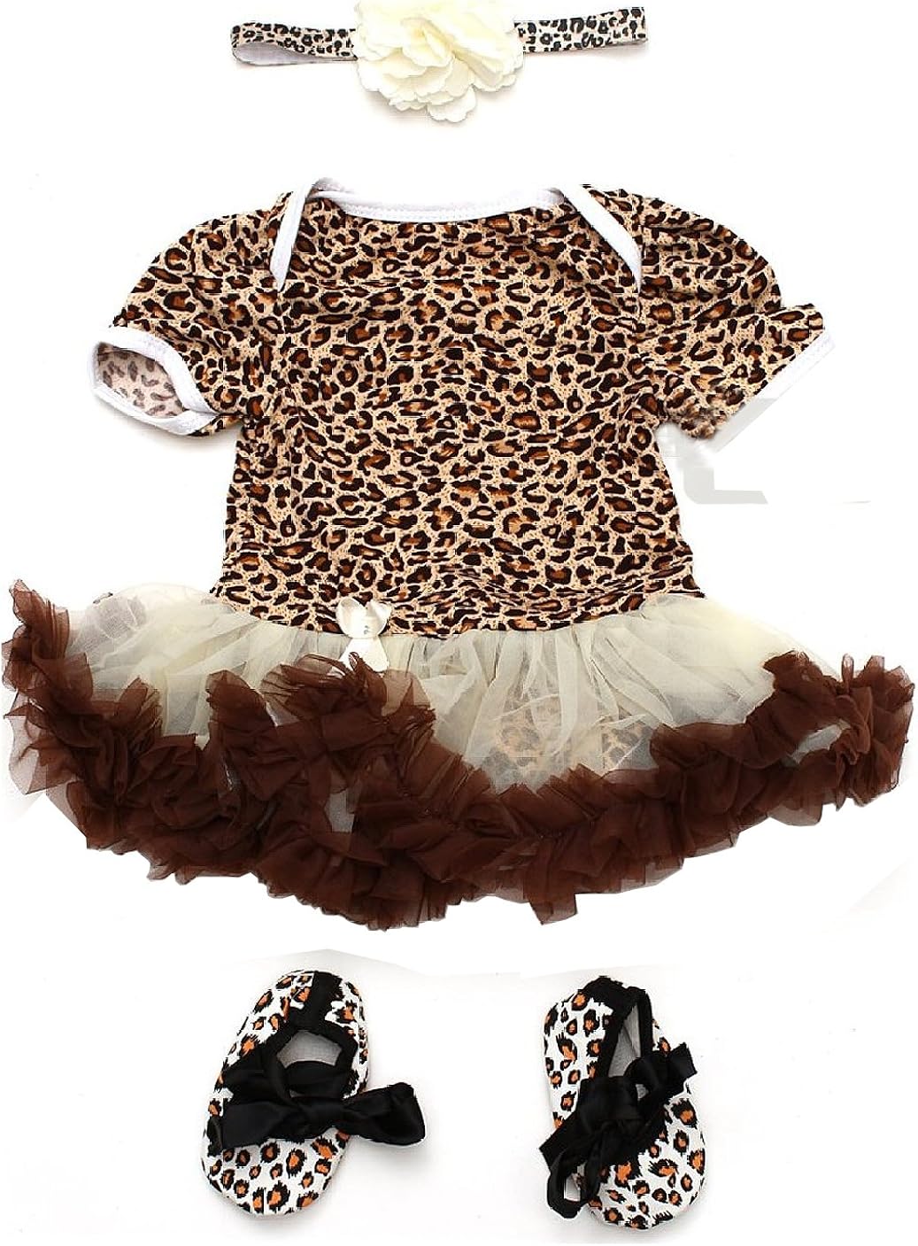 JIUYFFOY3PCS Baby Girl Leopard Printed Outfit Newborn Party