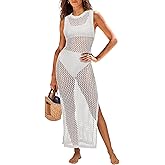ANRABESS Womens Swimsuit Cover Up Sleeveless Hollow Knit Bikini Swimwear Bathing Suit Coverup Crochet Beach Dress
