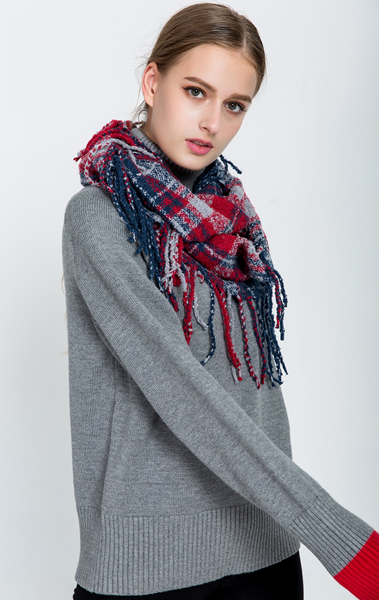 Yateen Winter Premium Plaid Print Infinity Scarf Yateen Winter Premium Plaid Print Infinity Scarf
