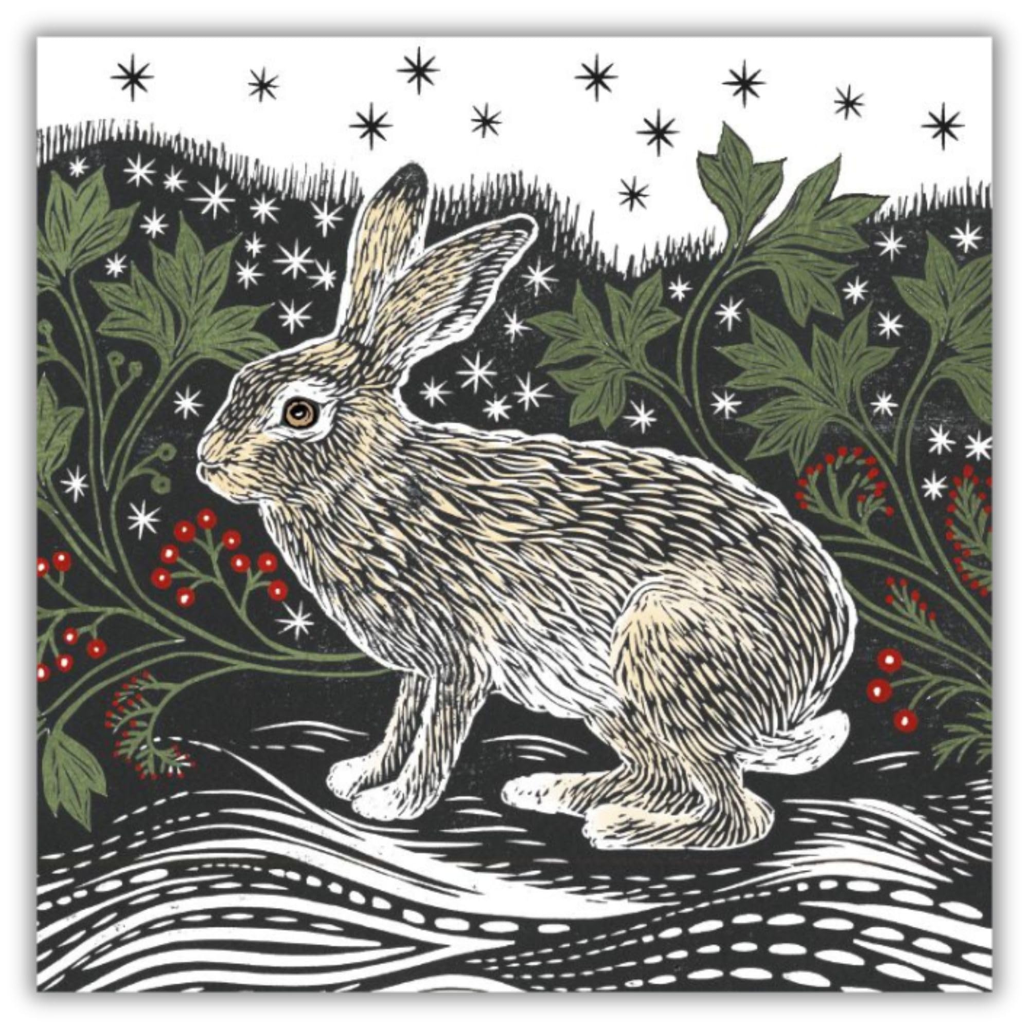 Museums & Galleries Charity Christmas Card Pack of 8 - Starlight Hare - Christmas Card Multipack - In Aid of UK Charities