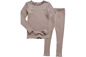 VAENAIT BABY 6M-12Y Infant Kids Toddler Junior Girls Soft Comfy Modal Tencel Shirring Sleepwear Pajamas 2pcs Set