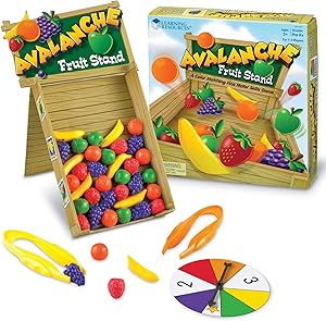 Learning Resources Avalanche Fruit Stand, Fine Motor/Grip Game, 42 Piece Set, Ages 3+