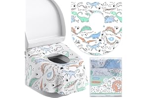 Toilet Seat Covers Disposable for Kids and Adults, YIHATA 20 Pack Extra Large Waterproof Toddler Potty Training Toilet Cover Individually Wrapped Potty Liners for Public Restroom, Travel(Dinosaur)