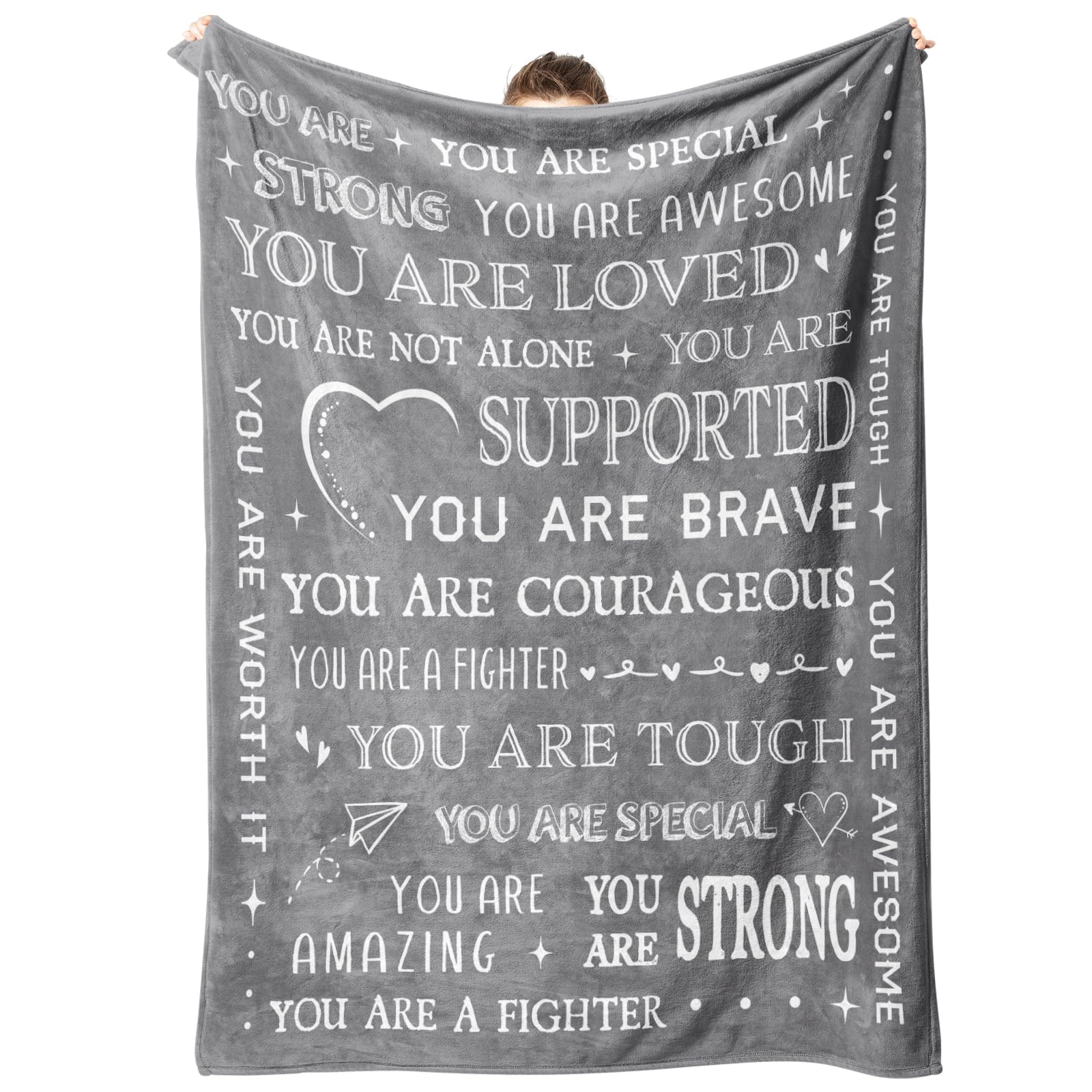 musaecoin Gifts for Women or Men - Get Well Soon Blanket, Thinking of You Gift for Friend Sister Coworker, Feel Better After Surgery Gifts for Sick Women Men, Inspirational Present for Her Him (Grey)