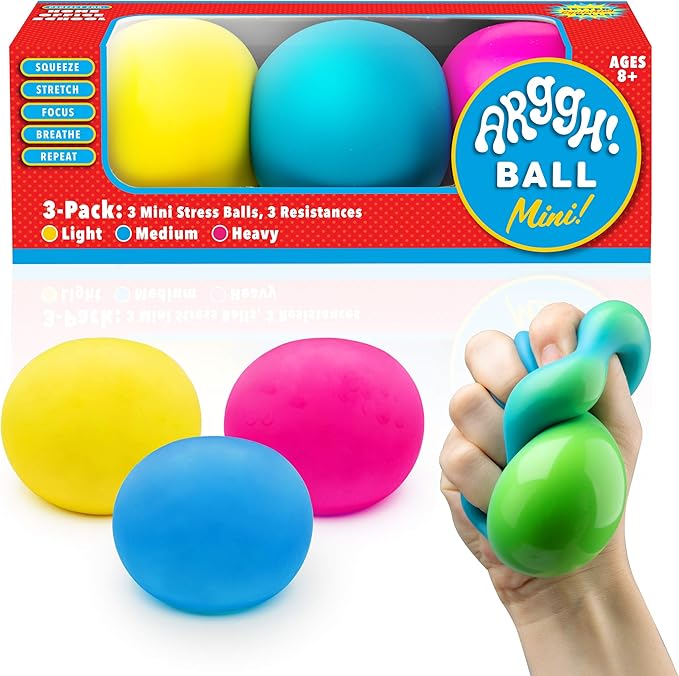 Power Your Fun Arggh Mini Stress Balls for Adults and Kids 3pk