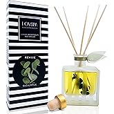 LOVSPA Reed Diffuser Set, Revive Eucalyptus Scented Oil Diffuser with Sticks, Home Fragrance Accessories for Bathroom Shelf Decor, Aroma Diffusers for Home or Office Desk, USA Made