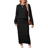 Women's 2 Piece Sweater Set Outfits Long Sleeve Pullover Top Bodycon Maxi Long Skirt Knit Dresses 2025 Fall