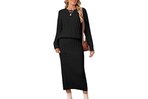 OUKODS Women's 2 Piece Sweater Set Outfits Long Sleeve Pullover Top Bodycon Maxi Long Skirt Knit Dresses 2025 Fall