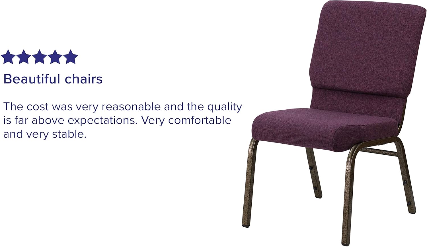 Flash Furniture HERCULES Series 18.5''W Stacking Church Chair in Plum Fabric - Gold Vein Frame: Furniture & Decor