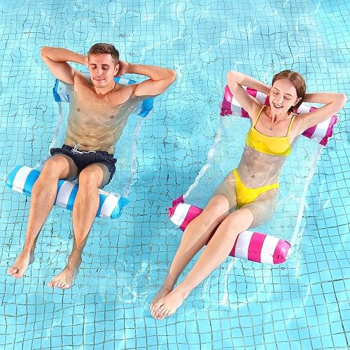 2 Pack XL Inflatable Pool Floats Hammock, Adults for Size Water Hammock Lounger, Multi-Purpose 4-in-1 Swimming Water Floating Rafts