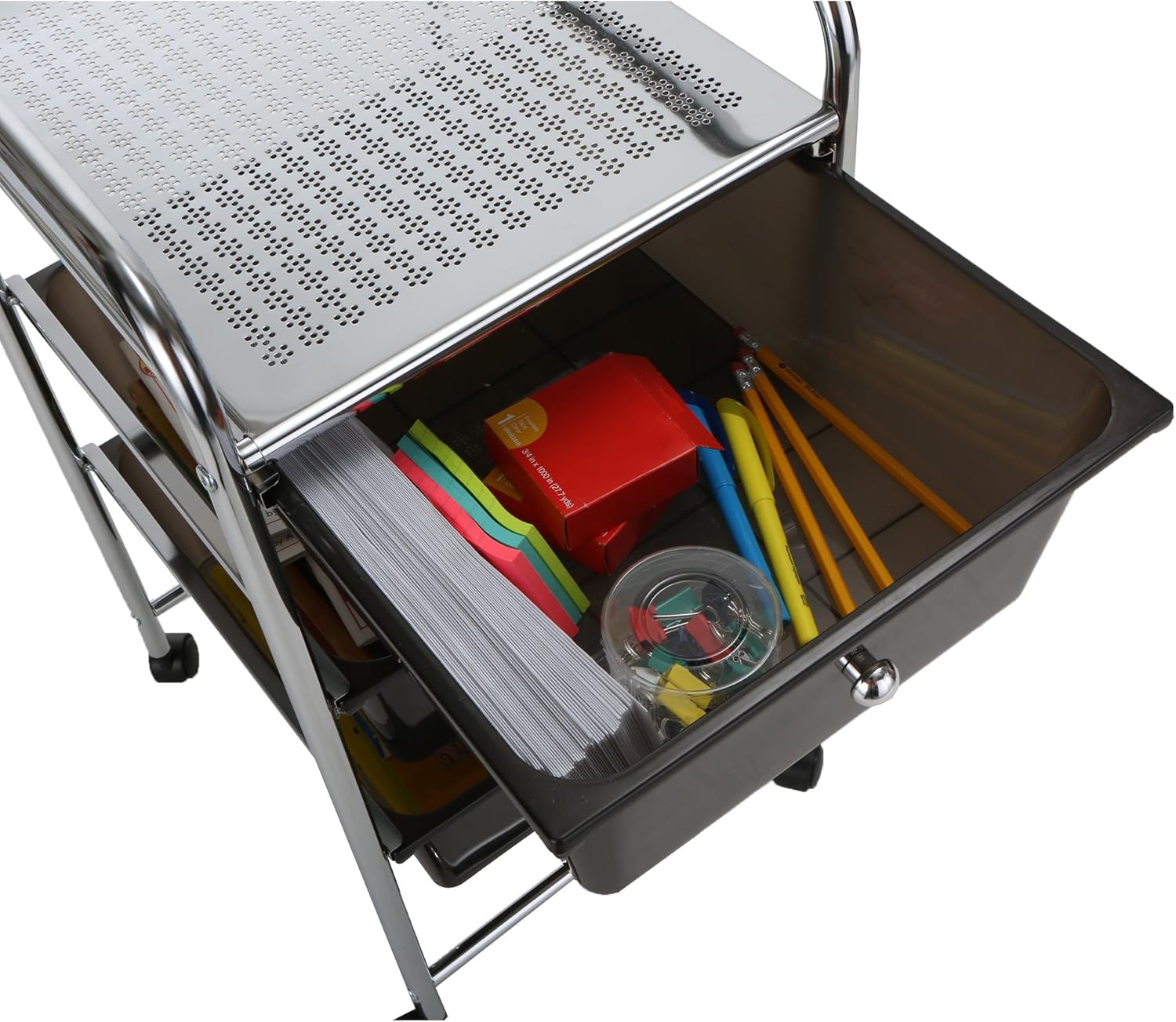Mind Reader 3 Drawer Rolling Storage Cart and Organizer, Silver with Black Drawers: Kitchen & Dining