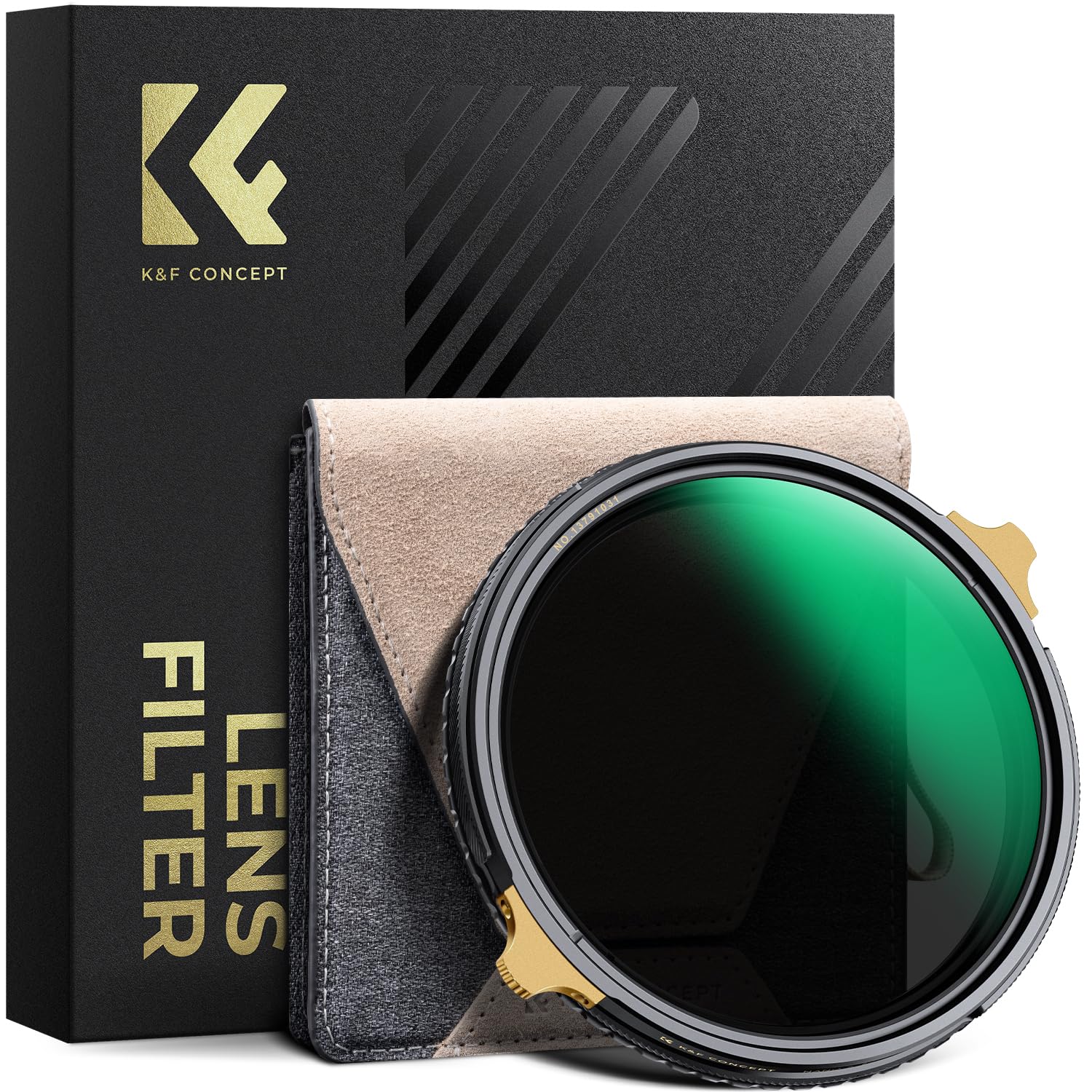 K&F CONCEPT 62mm Variable ND2-32 Polarizing Filters, CPL+ND2-ND32 Multifunctional Filter with Copper Frame 36-layer Coating Neutral Density Polarizer