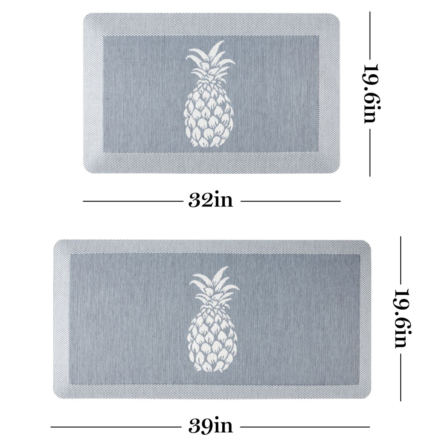 Martha Stewart Aloha Modern Pineapple Anti-Fatigue Air-Infused Kitchen Mat, Blue, 19.6