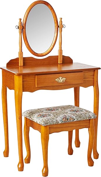 Amazon Com Crown Mark Vanity Set Oak Furniture Decor