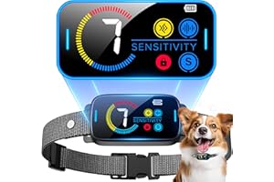 SLAYKAM Bark Collar, Dog Bark Collar for Large Medium Dogs Smart Ultrasonic Deterrent Device Rechargeable Anti Barking Collar with Adjustable Ultrasonic Beep Vibration and 7 Sensitivity (Black)