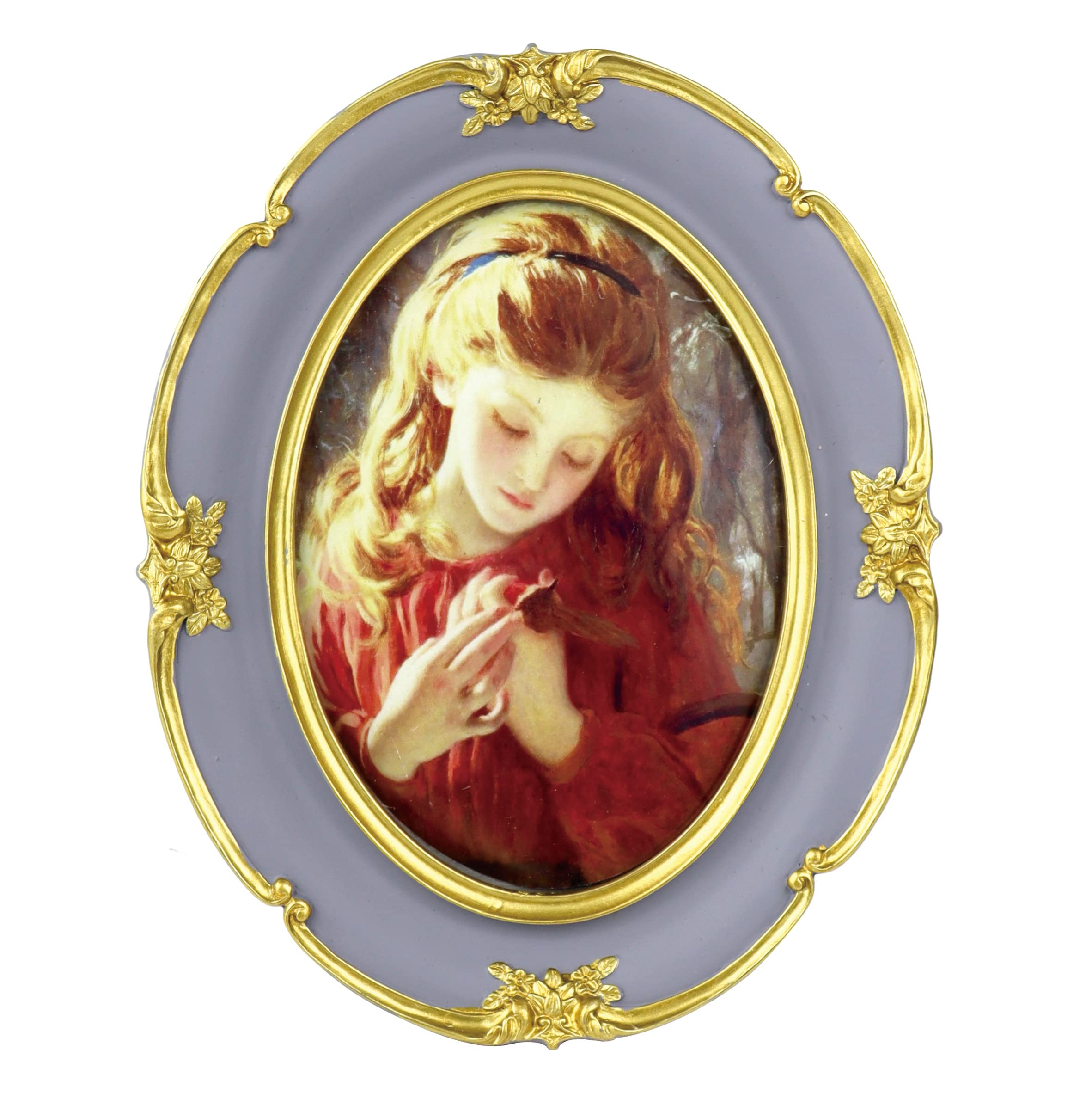 Purple Vintage Oval 5x7 Picture Frame, Carving Flowers 5 by 7 Wooden Picture Frames, Real Glass Photo Frame 5x7 for Tablelotop Display or Wall Hanging (Oval Vintage Purple(5x7 Inch)) — image 1