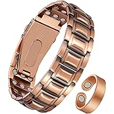Jeracol 3X Strength Magnetic Copper Bracelet for Men - 99.9% Pure Copper Bracelet & Ring Set - Premium Fold-Over Clasp and Adjustable Length Sizing Tool & Jewelry Box