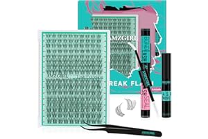 Cluster Lashes Kit 160PCS Natural Eyelash Extension Kits Invisible Lashes Clusters Wide Band with White Bond and Seal,Eyelash