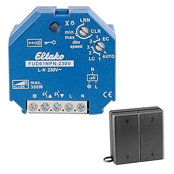 Funkaktor Universal LED Dimmschalter Dimmer Set für dimmbare LED bis 100W für die Unterputzdose, Eltako Dimmer + Funksensor