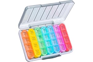 Daviky Weekly Pill Organizer 4 Times a Day, Moisture-Proof Pill Box 7 Day, Daily Pill Case Medicine Organizer Box Easy to Carry, Travel Pill Organizer with 28 Compartments to Hold Vitamins & Meds
