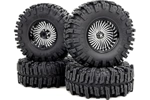 HOBBYSOUL 2.2'' Mud Slingers Tires 124mm Tall & 2.2 Beadlock Wheels 40mm Wide Adjustable Offset Rims for 1/10 RC Crawler Trail TRX4 SCX10 Capra Upgrades,HS701526