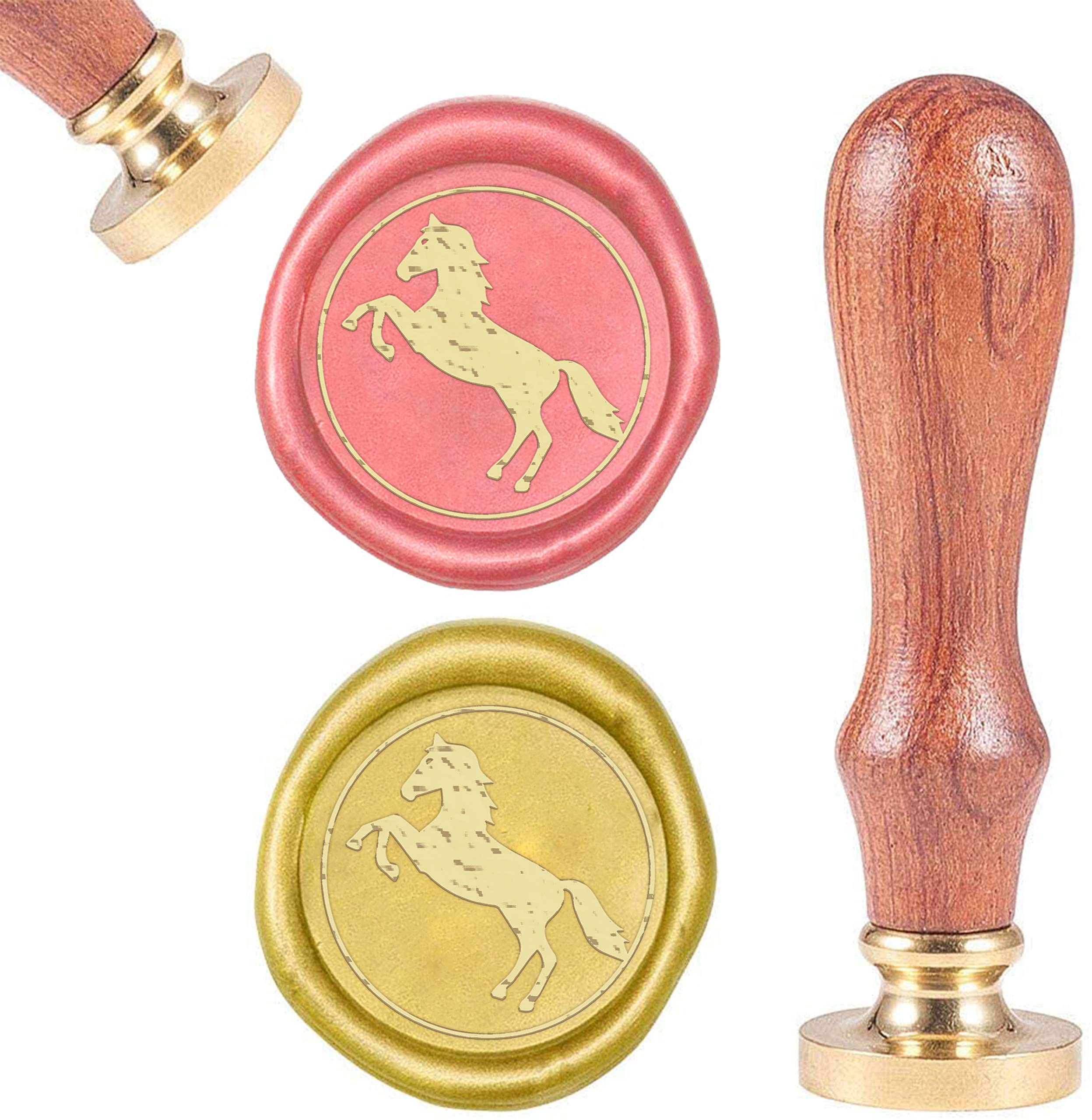 CRASPIRE Wax Seal Stamp Horse, Sealing Wax Stamps Animal Retro Wood Stamp Wax Seal 25mm Removable Brass Seal Wood Handle for Envelopes Invitations Wedding Embellishment Bottle Decoration