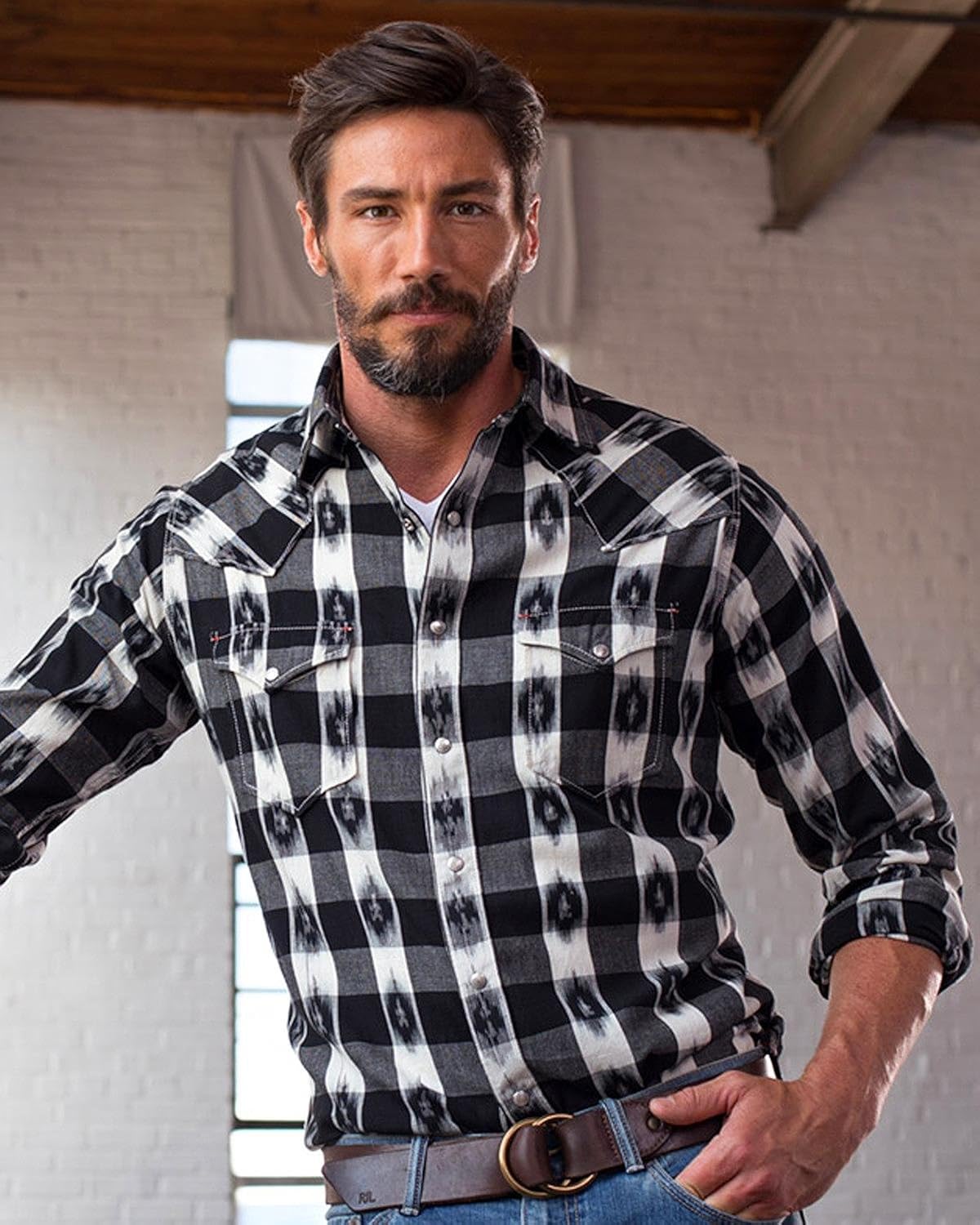 Ryan Michael Men's Ikat Gingham Shirt Black XXXLarge Amazon.ca