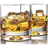 MOFADO Crystal Old Fashioned Whiskey Glasses - Classic - 12oz (Set of 2) - Thick Weighted Bottom - Hand Blown Crystal in…