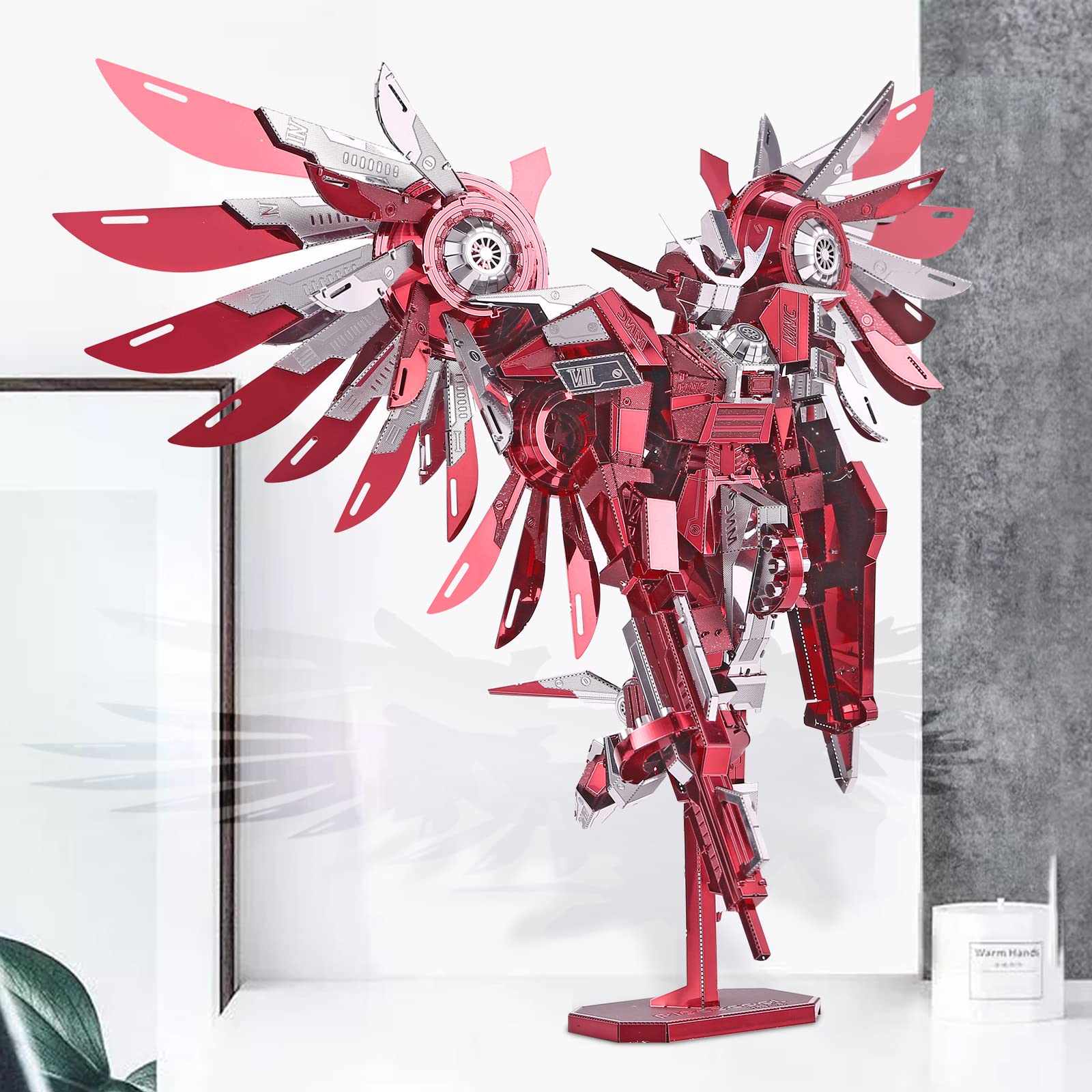 Piececool 3D Metal Puzzles for Adults, Thundering Wings Figure Mecha Model Kits Steel Metal 3D Model Building Kit, Brain Teaser DIY for Teens Man Woman, 215 Pcs