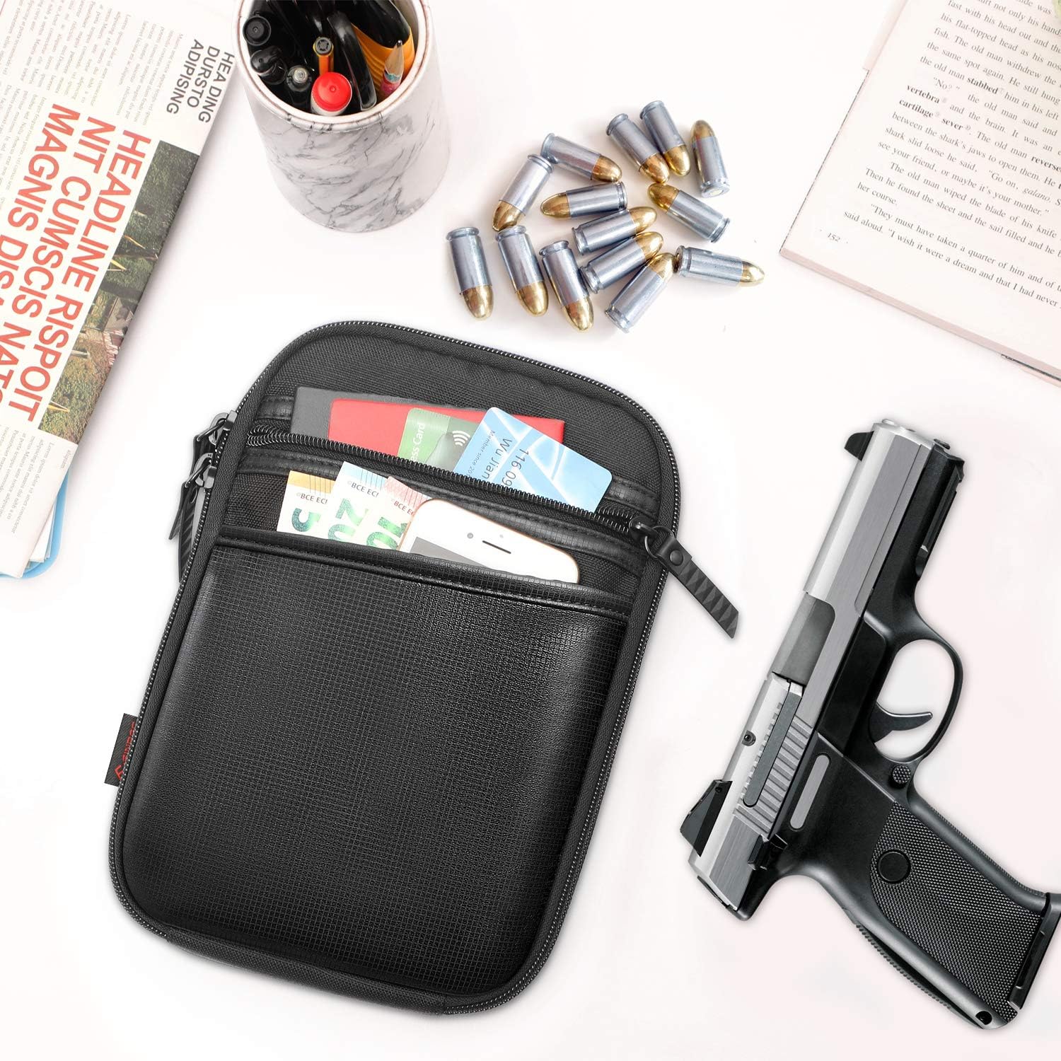 FINPAC Concealed Carry Gun Pouch, Pistol Holster Fanny Pack Waist Pocket for Handgun with Belt Loops, Black: Sports & Outdoors