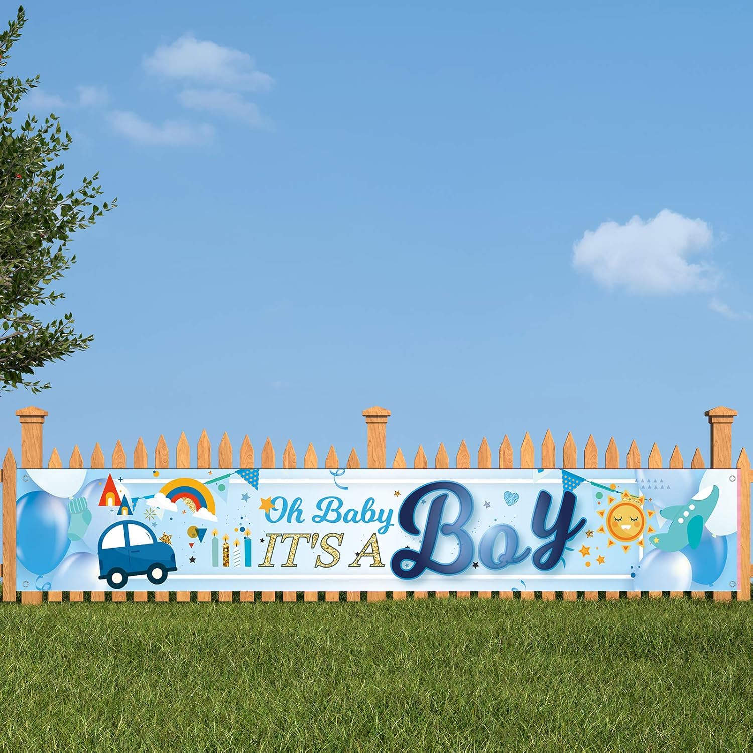 Large Oh Baby It's a Boy Baby Shower Party Banner