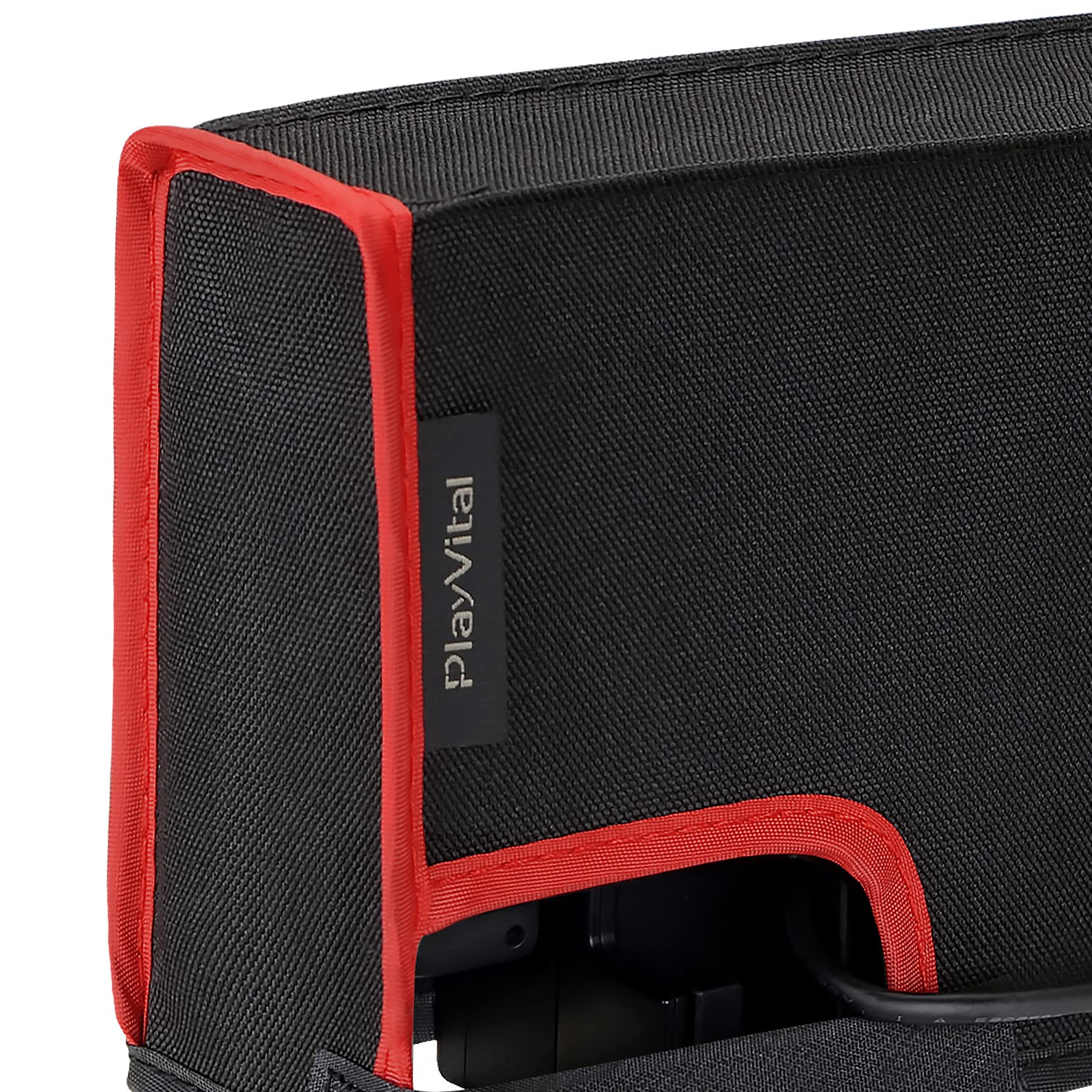 PlayVital Black & Red Trim Nylon Dust Cover, Soft Neat Lining Dust Guard, Anti Scratch Waterproof Cover Sleeve for Nintendo Switch & Switch OLED Charging Dock