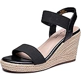 Vepose Women's Wedge Sandals, Platform Espadrilles Slip On Open Toe with Ankle Strap, Comfortable 3.5 Inches Low Heel Summer Dressy 881 Shoes