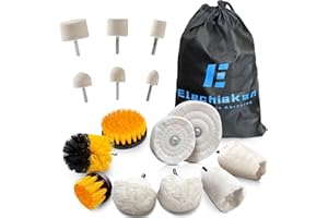 ELECHIAKAN 16 PCS Aluminum Drill Wheel Polishing Kit, Buffing Wheels and Pads for Drill Brush Polisher Attachment, Polish Metal, Chrome, Rims, Manifolds, Motorcycles and Car Headlights with Storage Bag