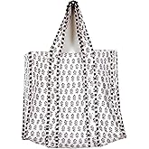 Quilted Cotton Handprinted Reversible Large multicolor Floral Tote Bag