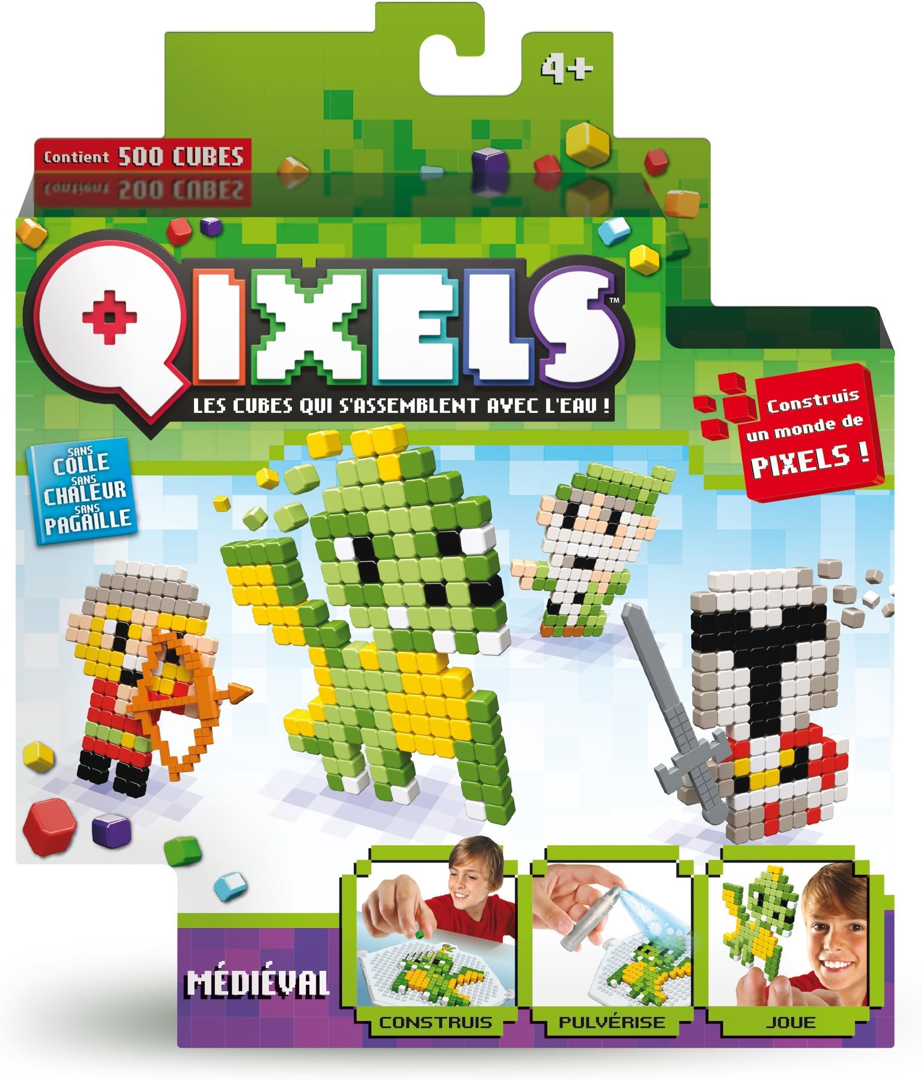 Asmokids Kanaï Kids – KK87004 – Mini Set of 4 Qixels Creations - Medieval Theme - Multi-Coloured