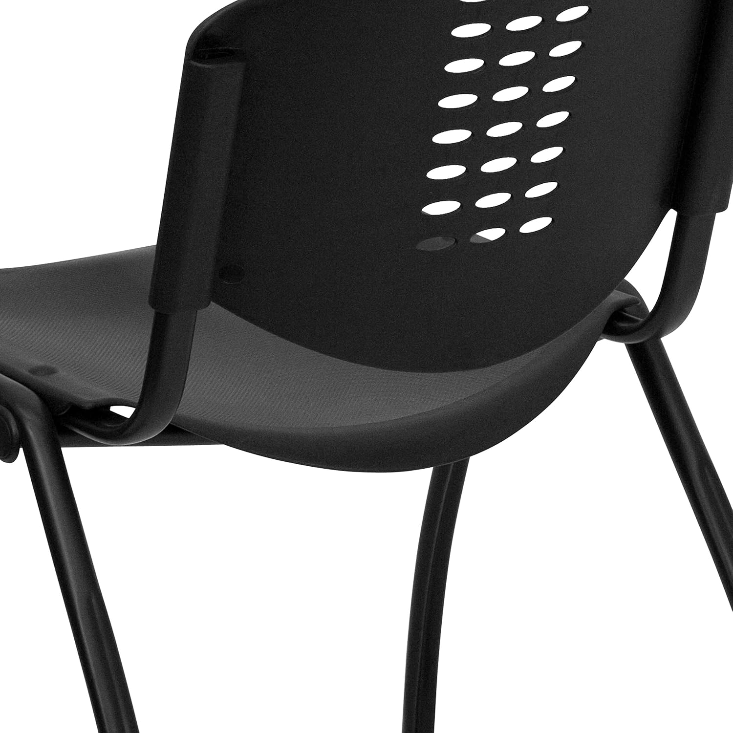 Flash Furniture HERCULES Series 880 lb. Capacity Black Plastic Stack Chair with Oval Cutout Back and Black Frame: Furniture & Decor