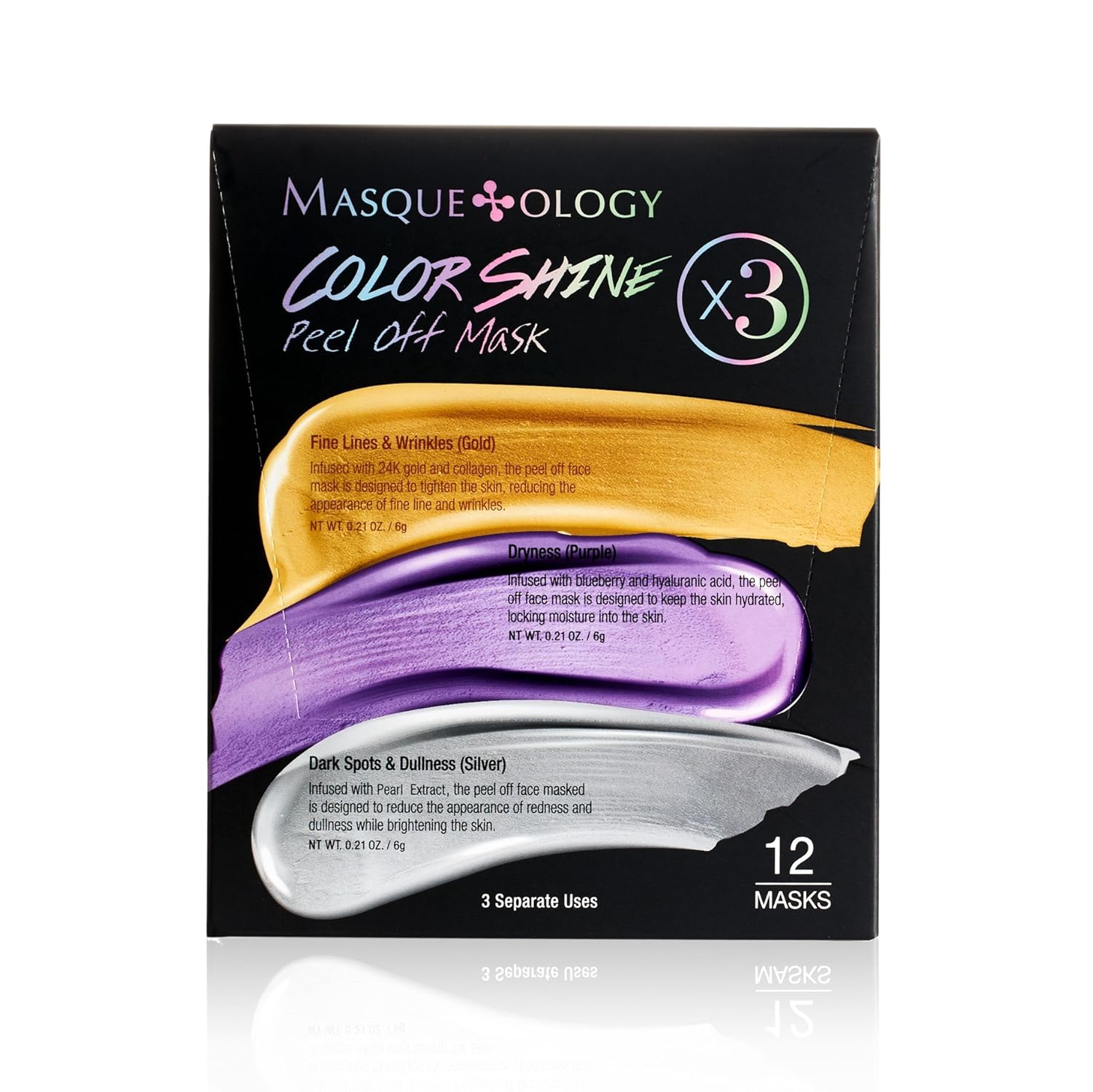 Masqueology Color Shine Peel Off Mask, 12 Count
