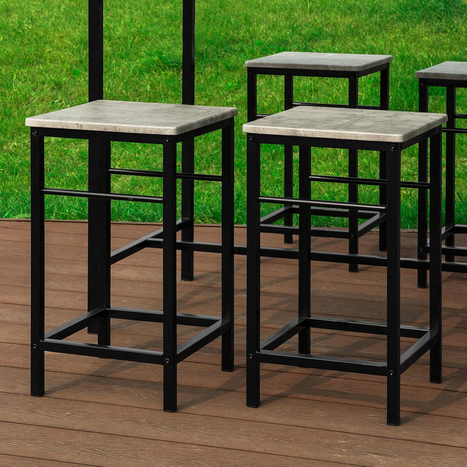 Haotian OGT11-HG, 5 Piece Dining Set, Dining Table with 4Stools, Home Kitchen Breakfast Table, Bar Table Set, Bar Table with 4 Bar Stools, Kitchen Counter with Bar Chairs - Table & Chair Sets