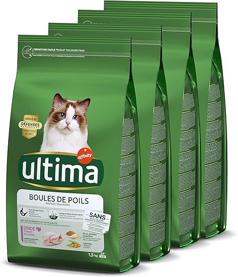 Ultima Croquettes Controle Des Boules De Poils Au Dinde Pour Chat Pack 4 X 1 5kg Total 6 Kg Amazon Fr Animalerie