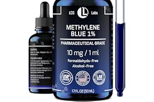 LCG LABS Methylene Blue Pharmaceutical Grade - Liquid Methylene Blue 1% - USP Grade Drops - Water Solution, Formaldehyde & Alcohol-Free - Made in USA 1.7 Fl OZ