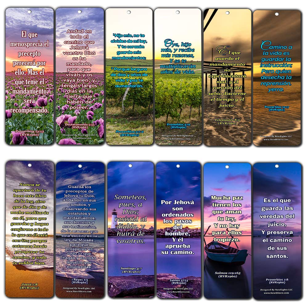 Spanish Scriptures Bookmarks - Rewards for Obeying God (60-Pack) - Perfect Gift Idea for Friends and Loved Ones