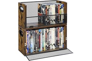 Salajory CD DVD Storage Rack 2-Pack with Handles, Holds 28 DVD or 32 Blu-ray Cases per Rack | Portable DVD Case Holder for Desktop, Closet, Video Games, Books & Movies