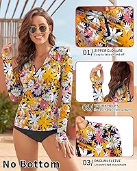 WOWENY Women Rash Guard Long Sleeve Swimsuit Top