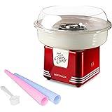 Nostalgia PCM405RETRORED Hard and Sugar Free Countertop Cotton Candy Maker, Includes 2 Reusable Cones and Scoop, Retro Red