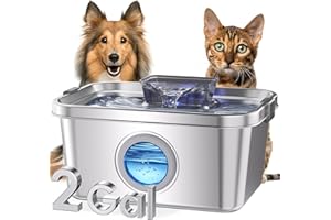 PETIMI Cat & Dog Water Fountain, 2 Gallon 304 Food Grade Stainless Steel Pet Water Fountain, Ultra Quiet Dog Water Bowl Dispenser, Safety Lock, 3 Replacement Filters, Smart Water Pump Protection