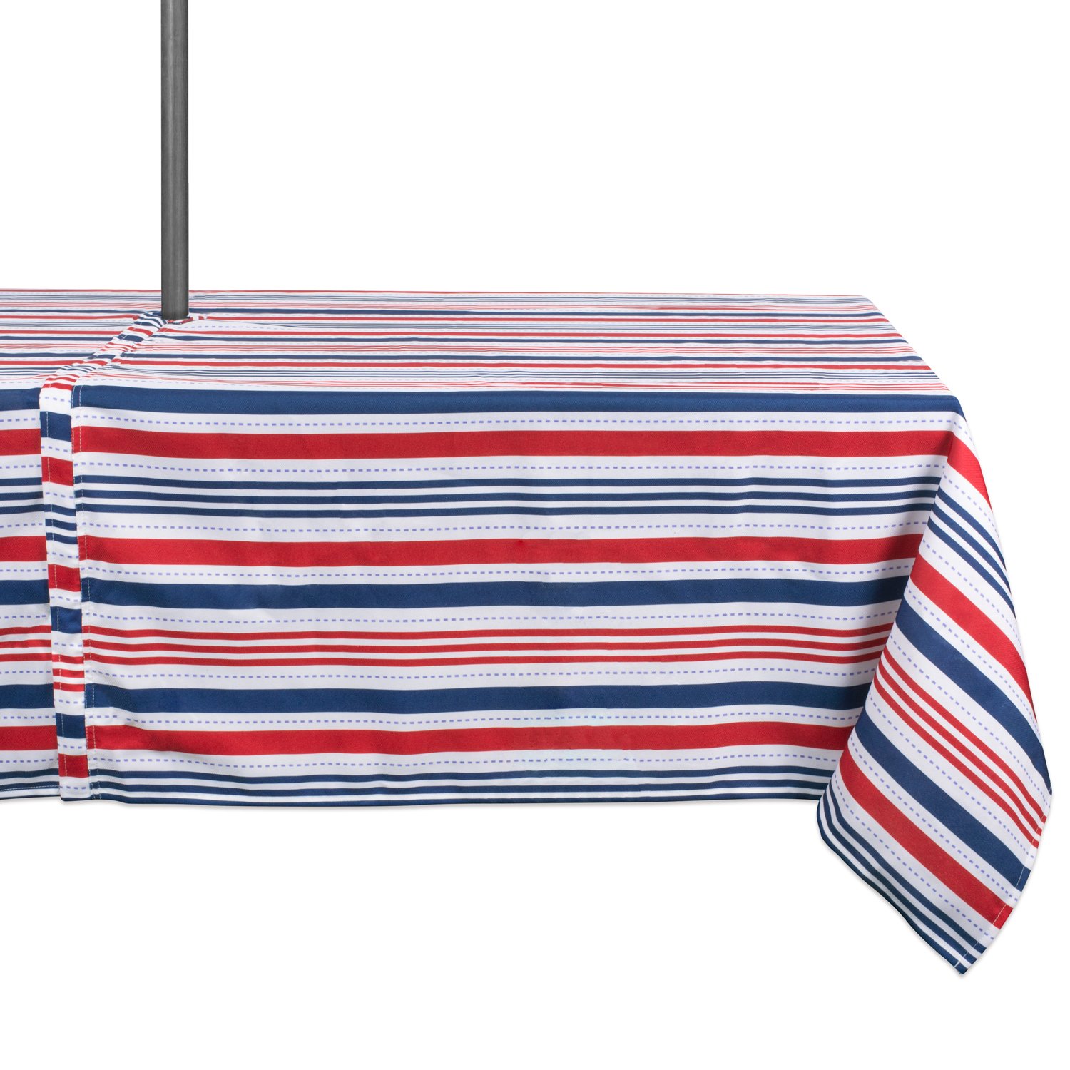 DII Stain Resistant & Waterproof, Polyester, Red, White, & Blue, Tablecloth, 60 x 120 w/Zipper
