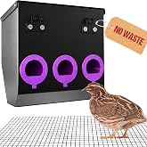 CluckRoots No Waste Quail Feeder, 3 x 1.5'' Ports for Adult Coturnix Quail | Outside-Hanging Metal Feeder for Wire Cages Hutch Pen to Save Space, No Spill No Mess for Japanese Jumbo Pharaoh Quail
