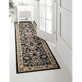 Unique Loom Sialk Hill Collection Area Rug - Washington (2' 2" x 8' 2" Runner Black/Gray)